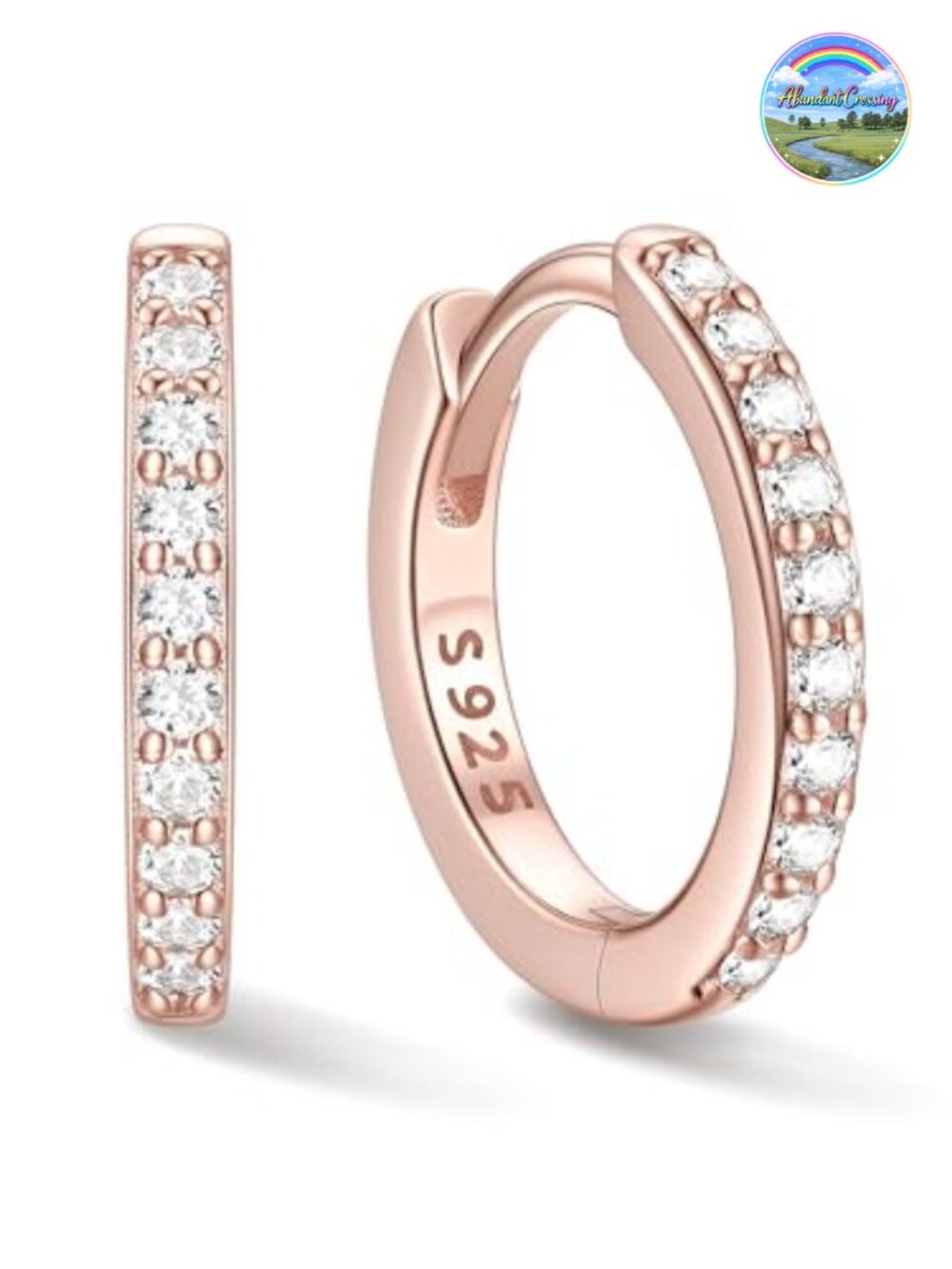 925 Sterling Silver Hoop Earrings Cubic Zirconia Huggie Small Hoops